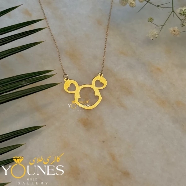 گردنبند میکی موس قلبی طلا لیزری